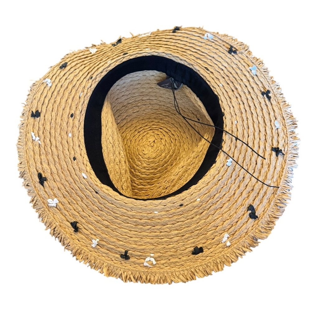 Vince Camuto Straw Sun Hat with Black and White Accents - Picture 6 of 8